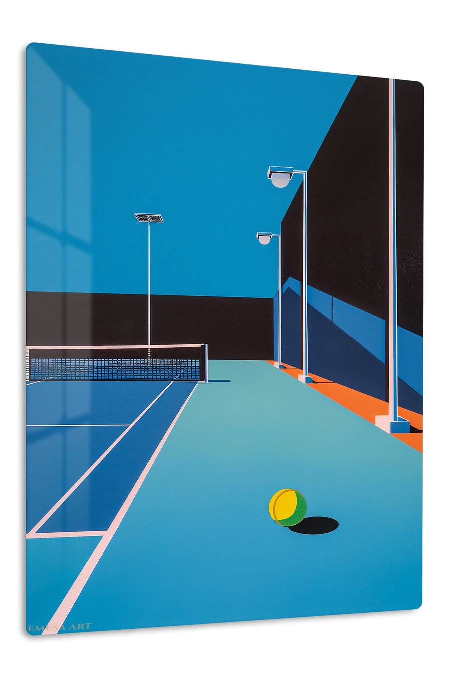 Midnight Tennis Court premium metal wall art – front view