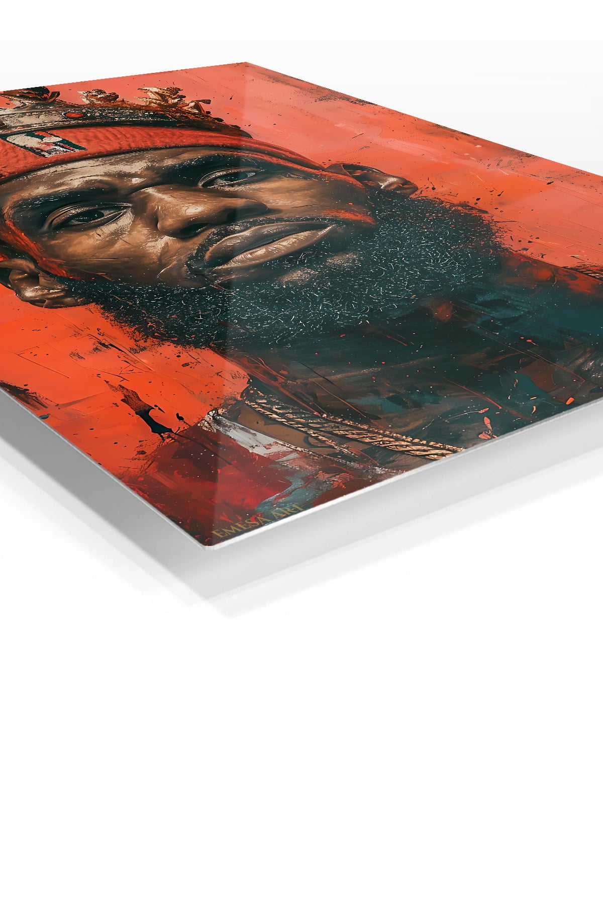 Crowned Champion Portrait premium metal wall art – angled view