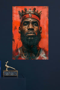 Crowned Champion Portrait metal wall art displayed in a modern interior