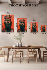 EMESA metal wall art size comparison guide for Crowned Champion Portrait