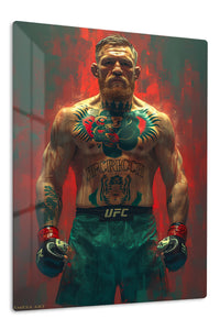 Tattooed Combat Fighter Portrait premium metal wall art – front view