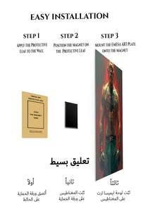 Magnetic mounting installation guide for Tattooed Combat Fighter Portrait metal wall art