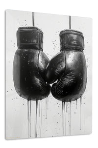 Black Boxing Gloves Ink Art premium metal wall art – front view