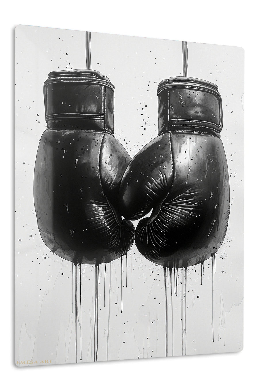 Black Boxing Gloves Ink Art premium metal wall art – front view
