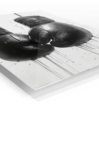 Black Boxing Gloves Ink Art premium metal wall art – angled view