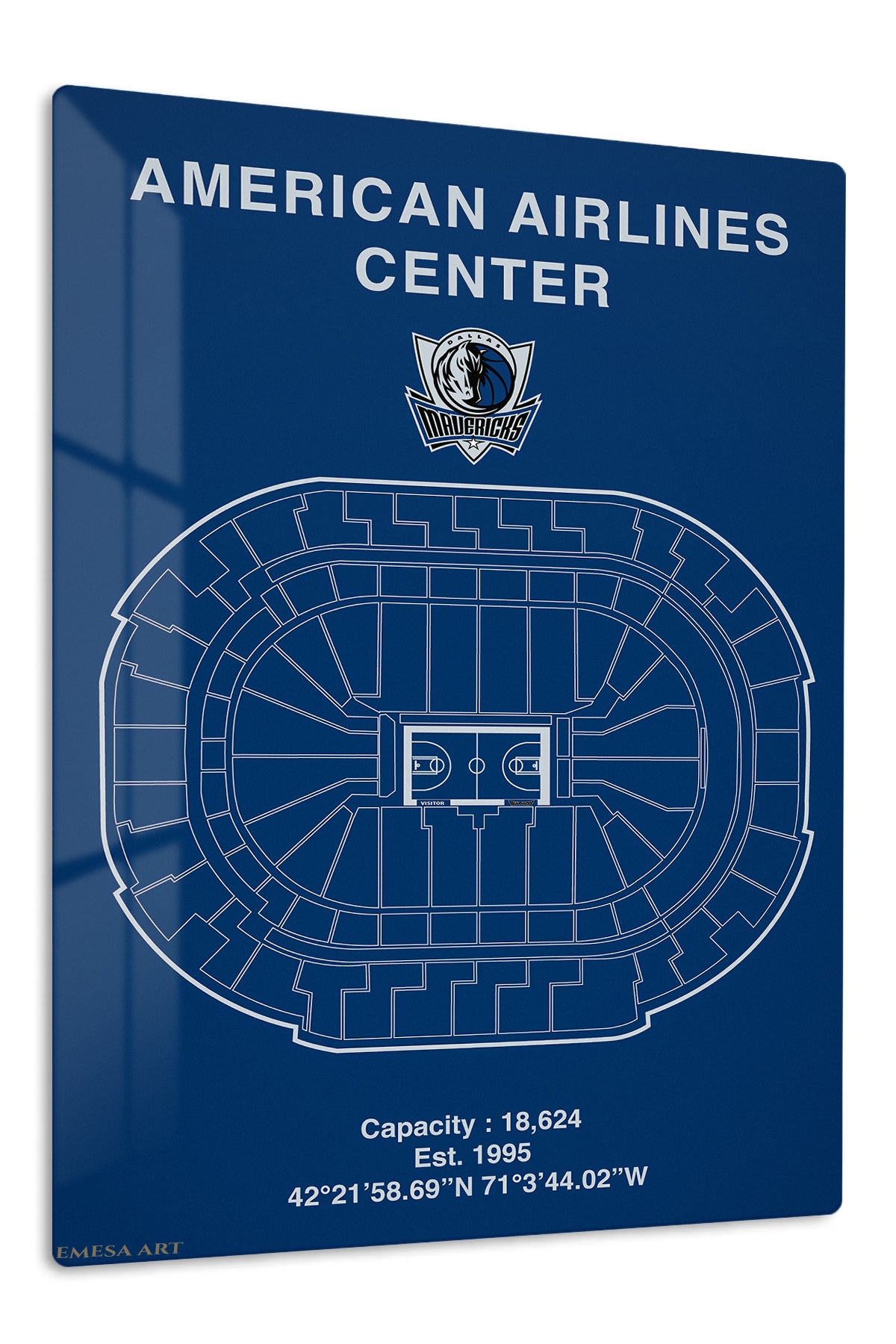 Basketball Arena Seating Blueprint premium metal wall art – front view