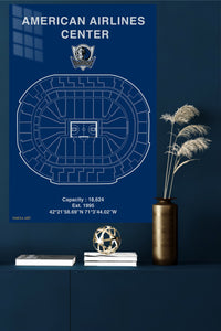 Basketball Arena Seating Blueprint metal wall art displayed in a modern interior