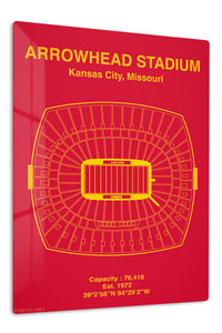 Arrowhead Stadium Seating Map premium metal wall art – front view