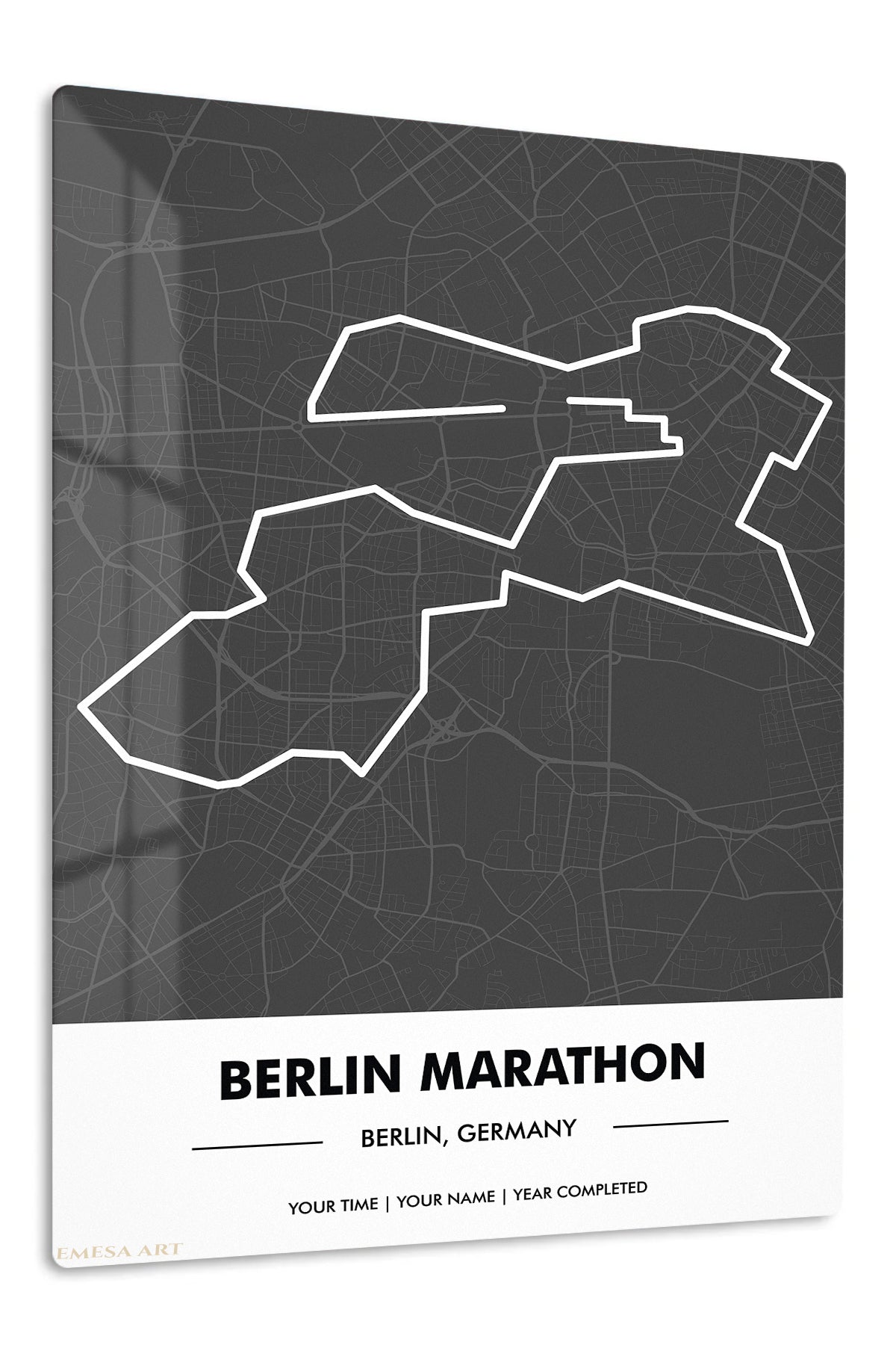 Berlin Marathon Route Map premium metal wall art – front view