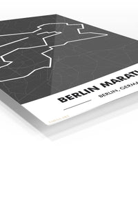 Berlin Marathon Route Map premium metal wall art – angled view