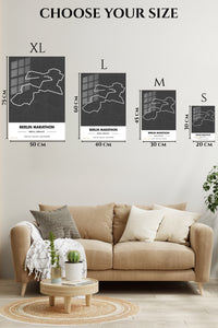 EMESA metal wall art size comparison guide for Berlin Marathon Route Map