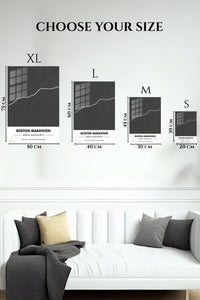 EMESA metal wall art size comparison guide for Boston Marathon Route Map