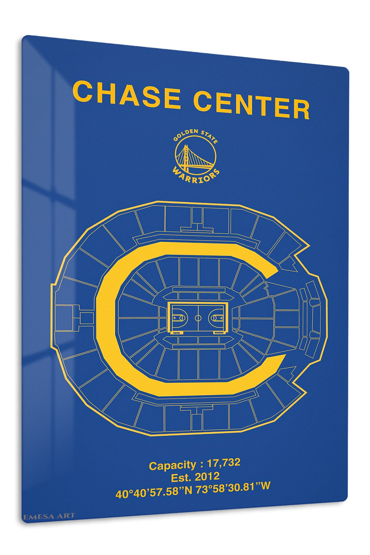 Chase Center Basketball Arena Diagram premium metal wall art – front view