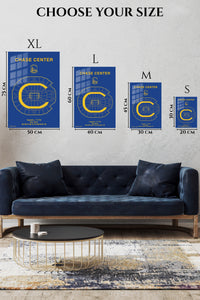 EMESA metal wall art size comparison guide for Chase Center Basketball Arena Diagram