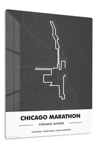Chicago Marathon Route Map premium metal wall art – front view