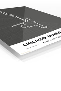 Chicago Marathon Route Map premium metal wall art – angled view
