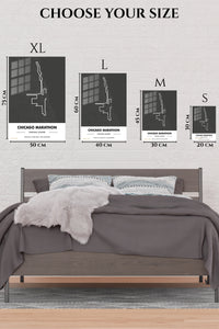 EMESA metal wall art size comparison guide for Chicago Marathon Route Map