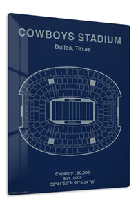 Cowboys Stadium Seating Map premium metal wall art – front view