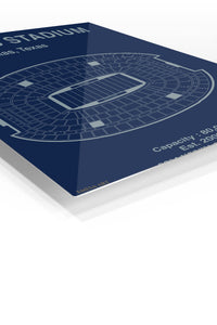 Cowboys Stadium Seating Map premium metal wall art – angled view