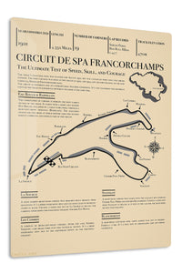 Circuit de Spa Francorchamps Track Guide premium metal wall art – front view