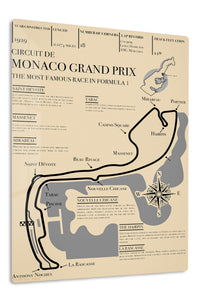 Monaco Grand Prix Circuit Map premium metal wall art – front view