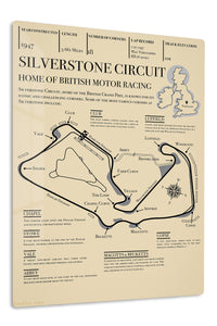 Silverstone Circuit Racing Map premium metal wall art – front view