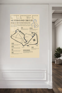 Silverstone Circuit Racing Map metal wall art displayed in a contemporary living space