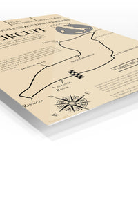 Imola Circuit Track Map Poster premium metal wall art – angled view