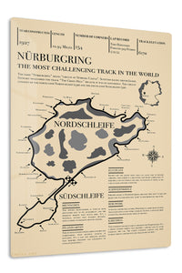 Nürburgring Nordschleife Circuit Map premium metal wall art – front view