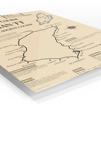 Isle of Man TT Mountain Course Map premium metal wall art – angled view