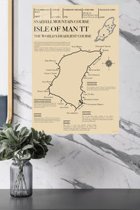 Isle of Man TT Mountain Course Map metal wall art displayed in a modern interior