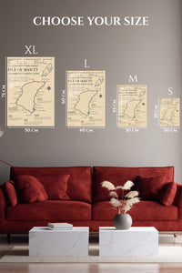 EMESA metal wall art size comparison guide for Isle of Man TT Mountain Course Map