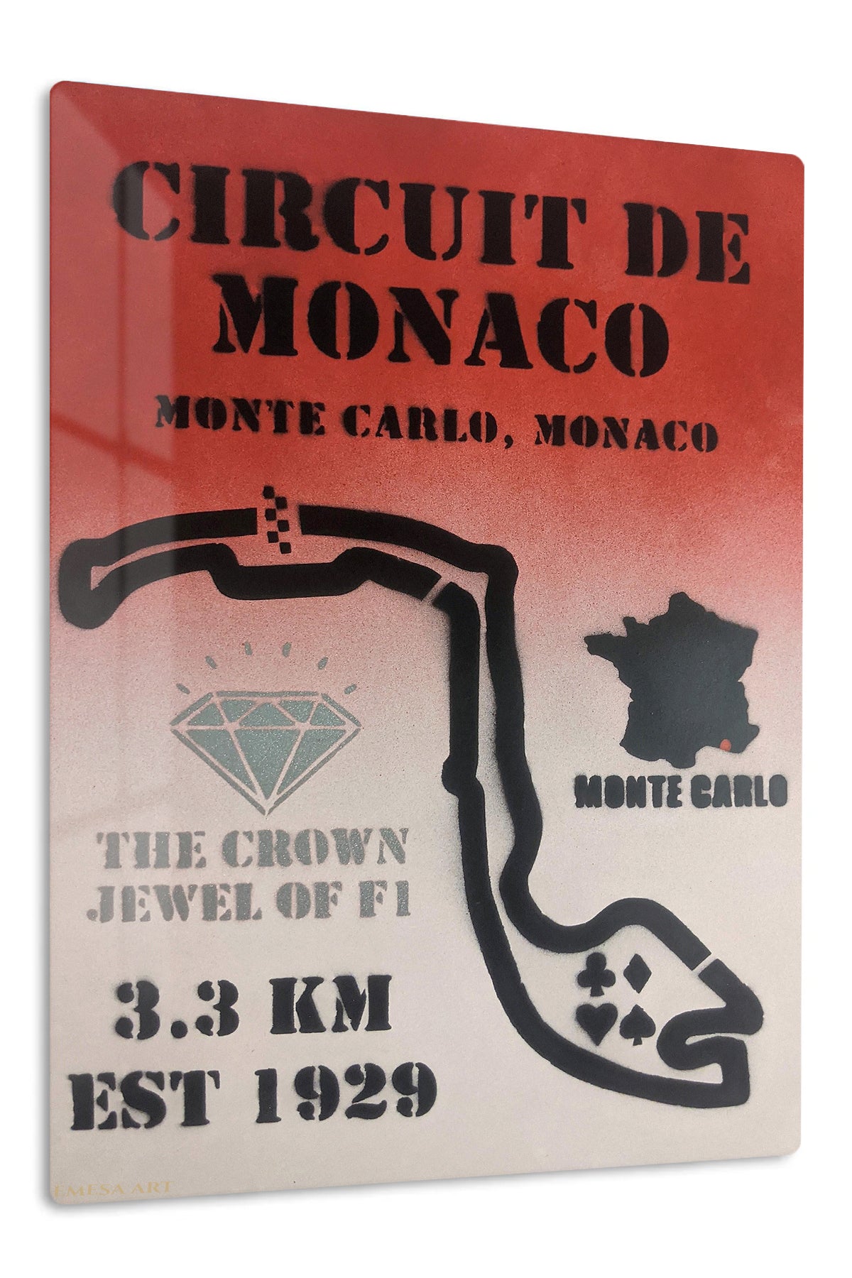 Circuit de Monaco Racing Map premium metal wall art – front view
