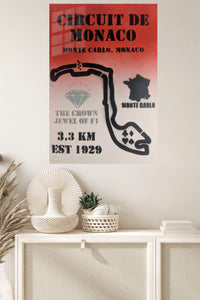 Circuit de Monaco Racing Map metal wall art displayed in a modern interior