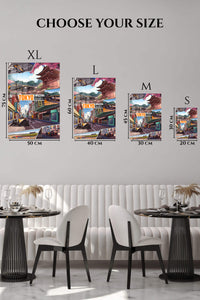 EMESA metal wall art size comparison guide for Tokyo Street Racing Comic Collage