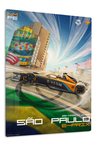 Electric Race Car City Sprint premium metal wall art – front view
