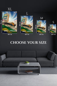 EMESA metal wall art size comparison guide for Electric Race Car City Sprint