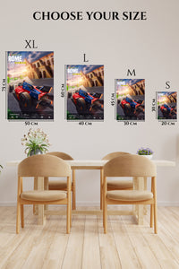 EMESA metal wall art size comparison guide for Rome Electric Race Car Poster