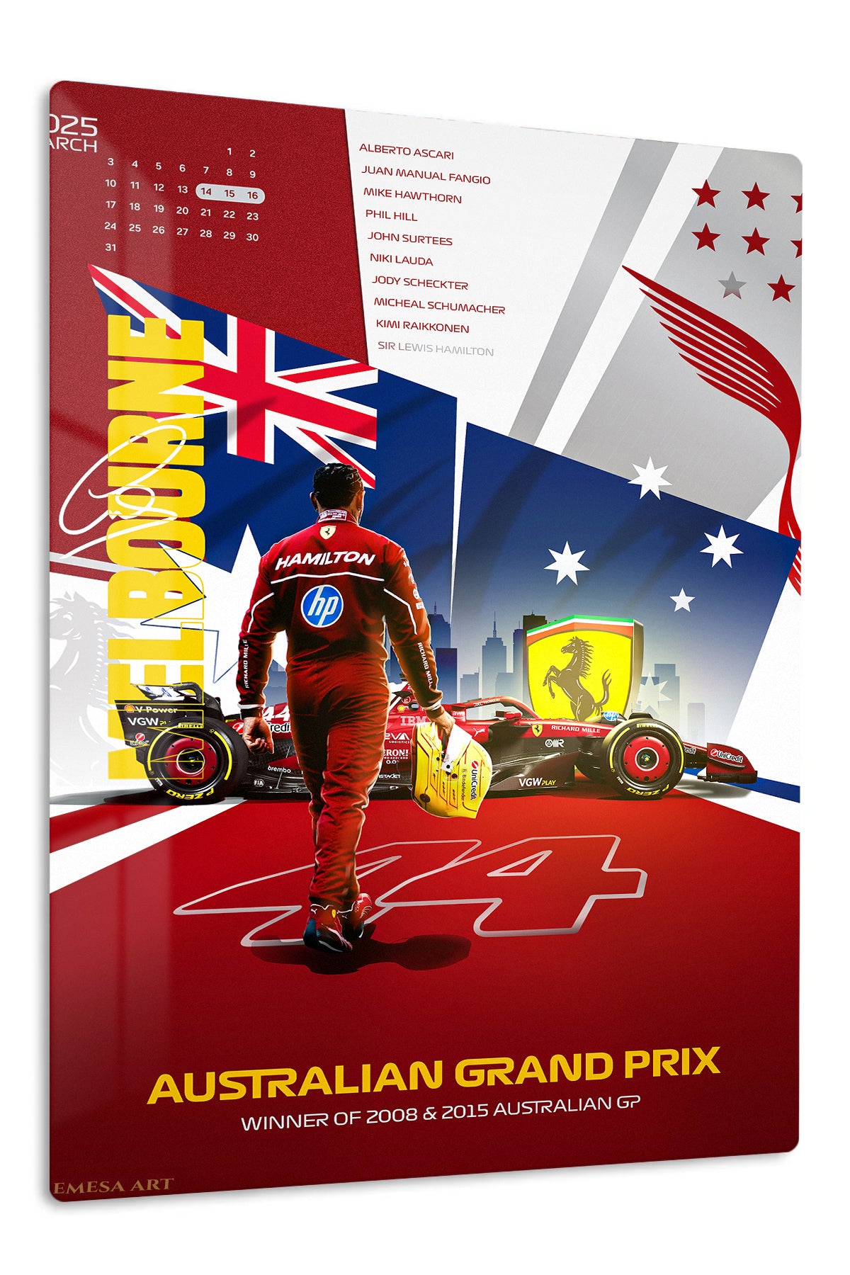 Australian Grand Prix Racing Champion Collage premium metal wall art – front view