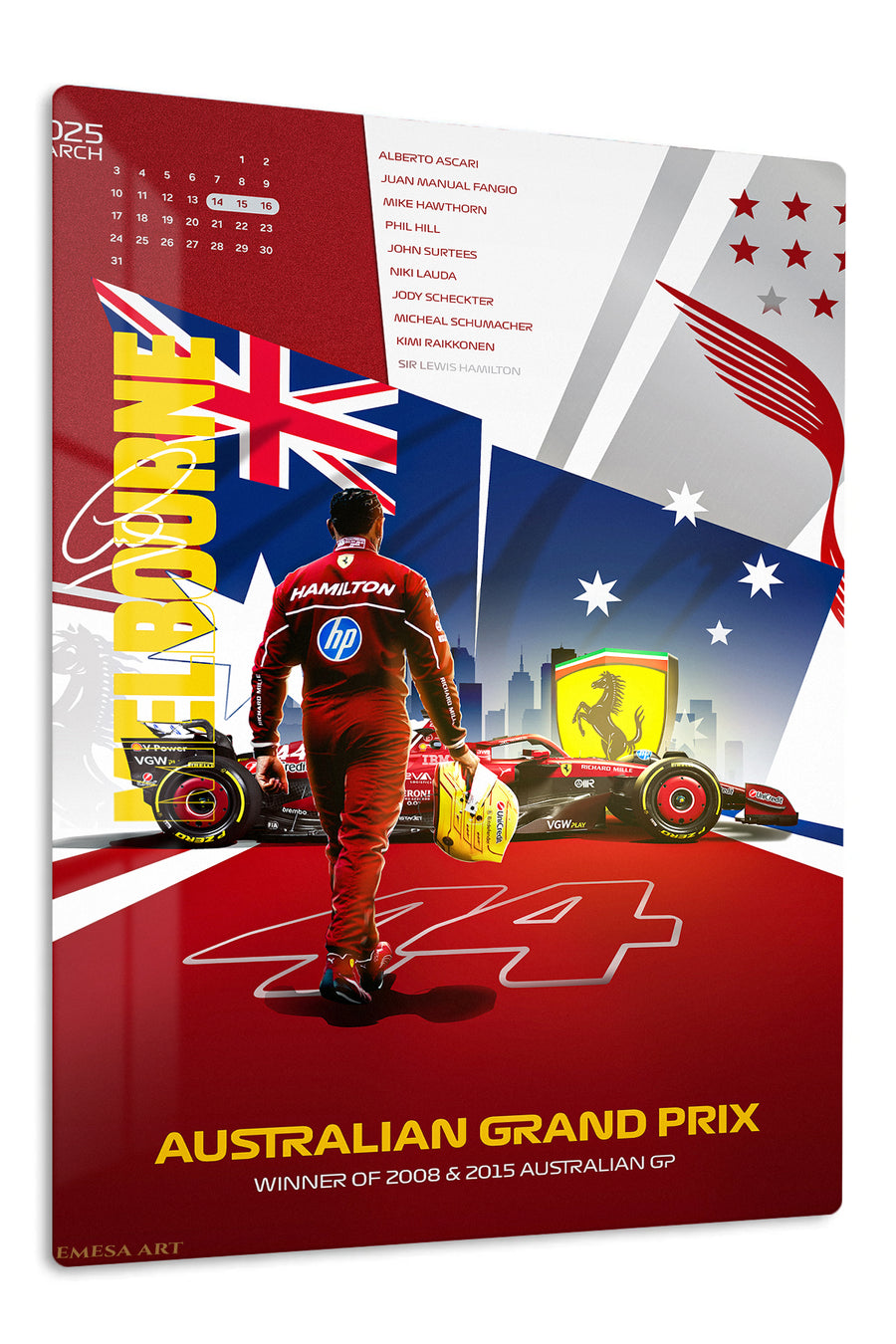 Australian Grand Prix Racing Champion Collage premium metal wall art – front view
