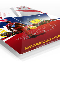 Australian Grand Prix Racing Champion Collage premium metal wall art – angled view