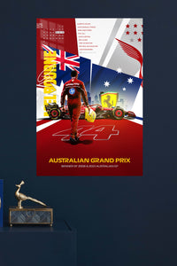 Australian Grand Prix Racing Champion Collage metal wall art displayed in a modern interior