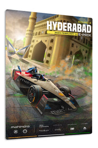 Hyderabad Electric Race Car Poster premium metal wall art – front view
