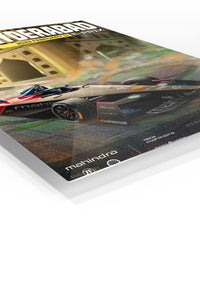 Hyderabad Electric Race Car Poster premium metal wall art – angled view