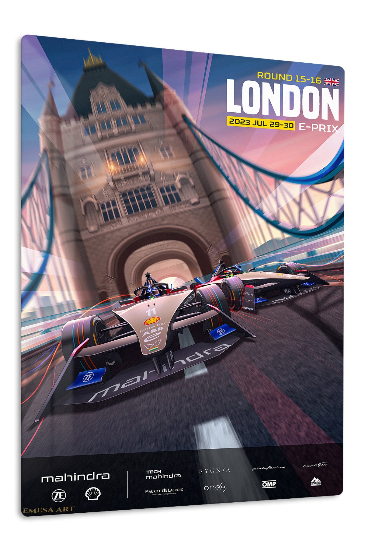 London Street Racing Poster premium metal wall art – front view