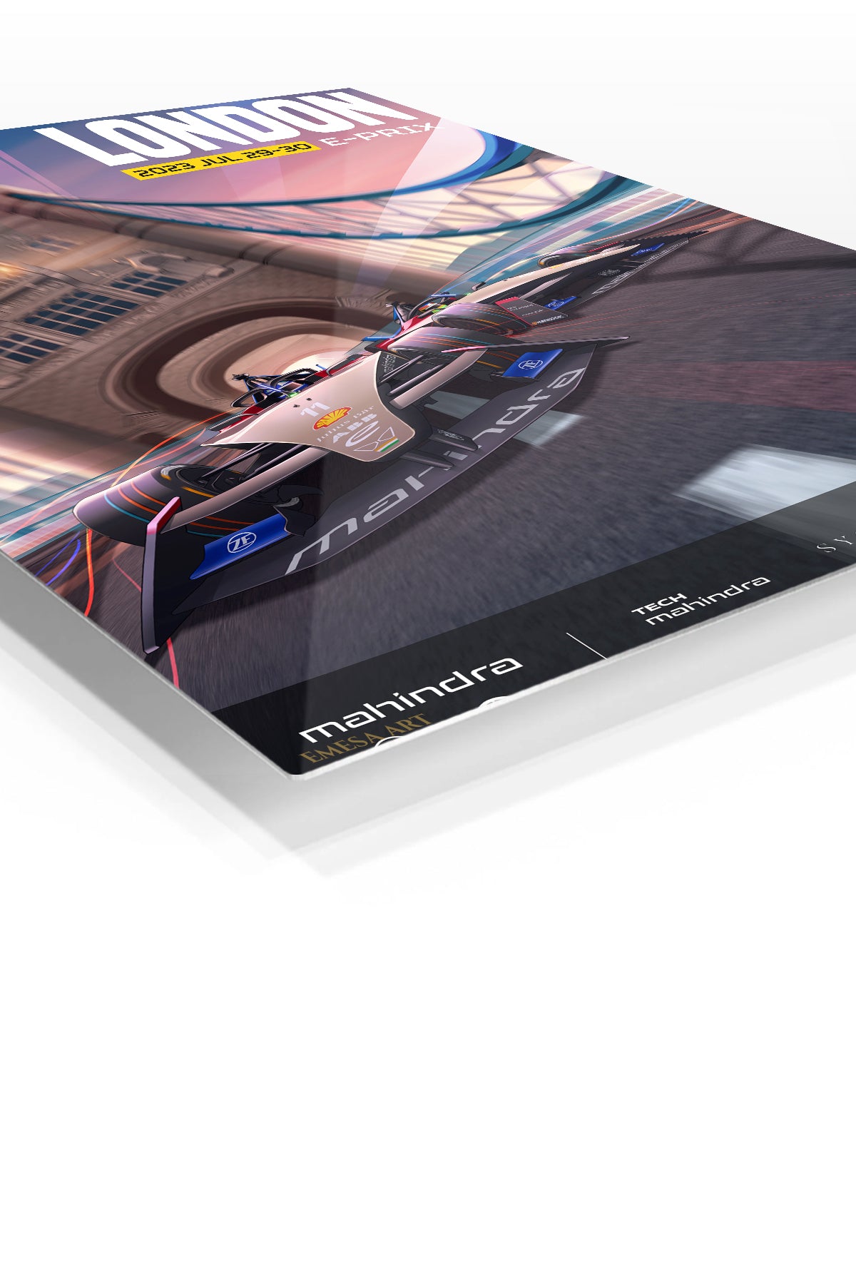 London Street Racing Poster premium metal wall art – angled view