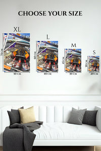 EMESA metal wall art size comparison guide for London Open-Wheel Racing Collage