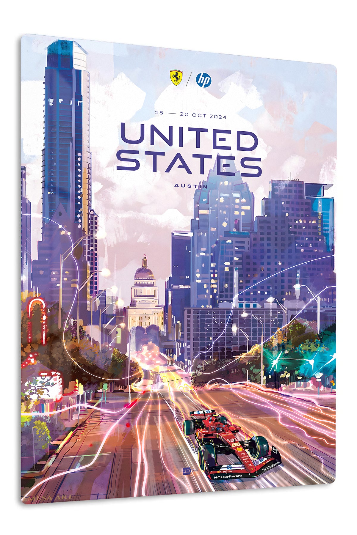 United States Grand Prix Austin City Lights premium metal wall art – front view
