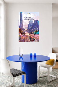 United States Grand Prix Austin City Lights metal wall art displayed in a contemporary living space