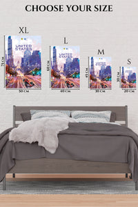 EMESA metal wall art size comparison guide for United States Grand Prix Austin City Lights